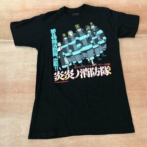 Fire Force Anime Enn Enn No Shouboutai Shirt Men M Black Crew Neck Short Sleeve